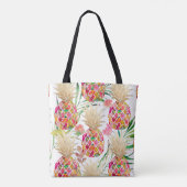 PixDezines Aloha ananas + palmschijfjes Waterverf Tote Bag (Achterkant)