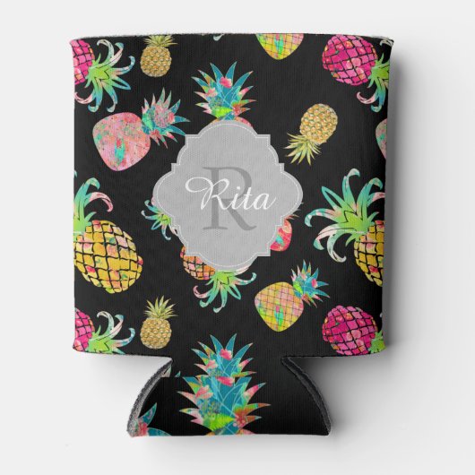 PixDezines Aloha Ananas Patroon Blikjeskoeler (Voorkant)