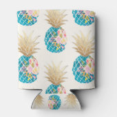 PixDezines Aloha Ananas Patroon/DIY achtergrond Blikjeskoeler (Achterkant)