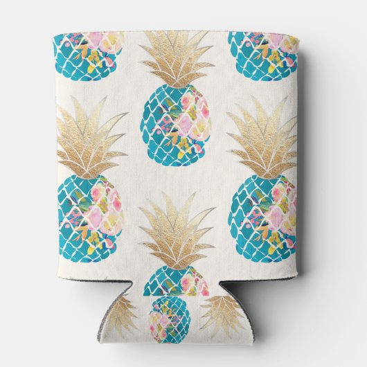 PixDezines Aloha Ananas Patroon/DIY achtergrond Blikjeskoeler (Achterkant)