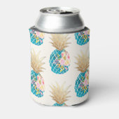 PixDezines Aloha Ananas Patroon/DIY achtergrond Blikjeskoeler (Blikje Achterkant)