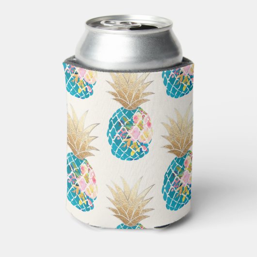 PixDezines Aloha Ananas Patroon/DIY achtergrond Blikjeskoeler (Blikje Achterkant)