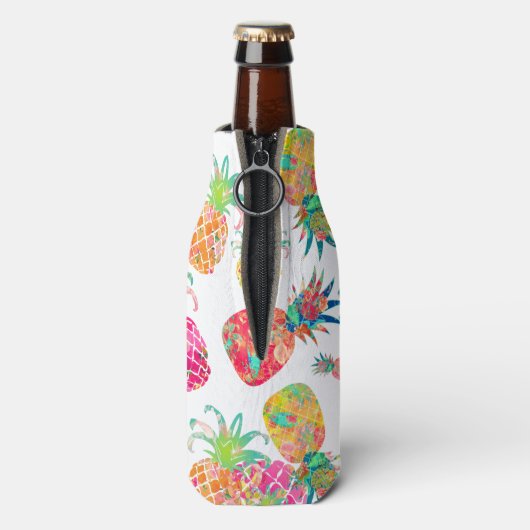 PixDezines Aloha Ananas Patroon/DIY achtergrond Flesjeskoeler (Fles Achterkant)