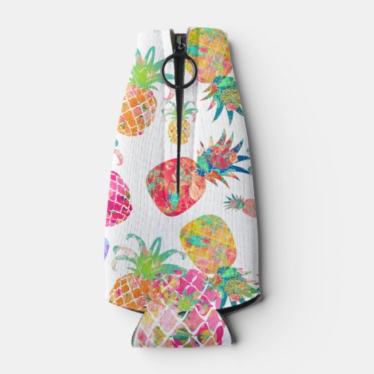 PixDezines Aloha Ananas Patroon/DIY achtergrond Flesjeskoeler (Achterkant)