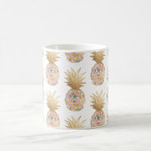 PixDezines Aloha Ananas+Pink+Faux Gold Koffiemok (Center)