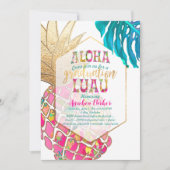 PixDezines Aloha Ananas/Roze/Afstuderen Luau Kaart (Voorkant)