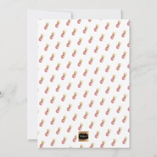 PixDezines Aloha Ananas/Roze/Afstuderen Luau Kaart (Achterkant)