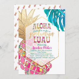 PixDezines Aloha Ananas/Roze/Afstuderen Luau Kaart