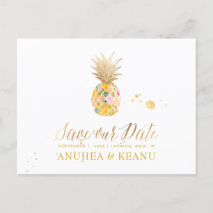PixDezines Aloha Ananas/Roze/Save the Date Aankondigingskaart