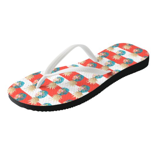 PixDezines Aloha Ananas+Stripes Teenslippers (Schuin)