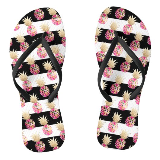PixDezines Aloha Ananas+Stripes Teenslippers (Voetbed)