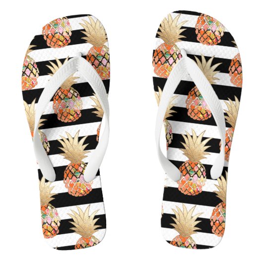 PixDezines Aloha Ananas+Stripes Teenslippers (Voetbed)