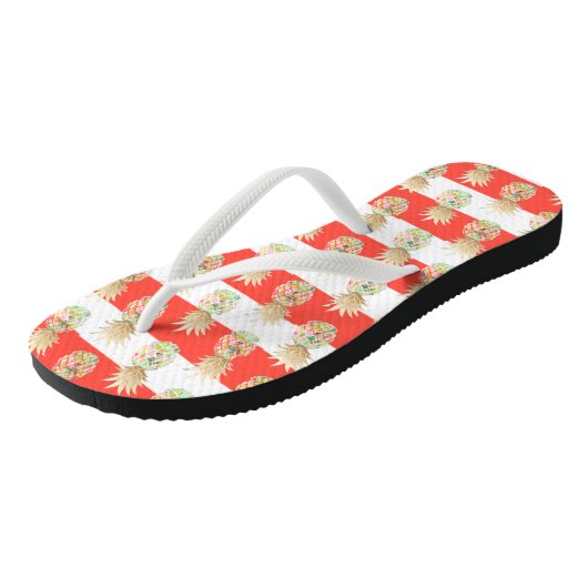 PixDezines Aloha Ananas+Stripes Teenslippers (Schuin)