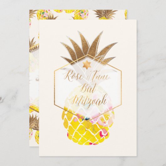 PixDezines Aloha Ananas/Waterverf/Bat Mitzvah Kaart (Voorkant / Achterkant)