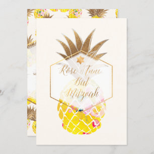 PixDezines Aloha Ananas/Waterverf/Bat Mitzvah Kaart