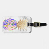 PixDezines Aloha Ananas+White Marble Bagagelabel (Voorkant horizontaal)