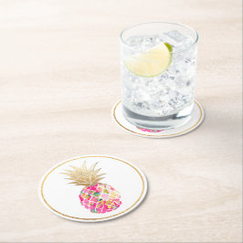 PixDezines Aloha Ananassen/DIY achtergrond Ronde Kartonnen Onderzetter