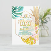 PixDezines Aloha Ananassen/Goud/ Afstudeerfeest Lu Kaart (Staand voorkant)
