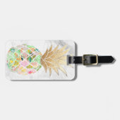 PixDezines Aloha Ananassen+Wit Marmer Bagagelabel (Voorkant horizontaal)