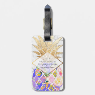 PixDezines Aloha Ananassen+Wit Marmer Bagagelabel