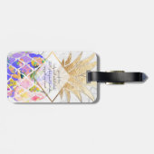 PixDezines Aloha Ananassen+Wit Marmer Bagagelabel (Achterkant horizontaal)