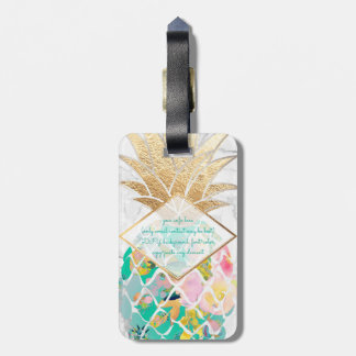PixDezines Aloha Ananassen+Wit Marmer Bagagelabel