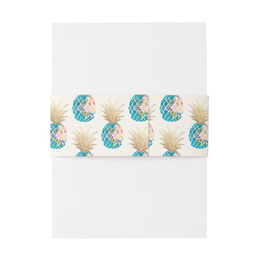 PixDezines Aloha Hawaiian Pananassen/Blauwgroen Uitnodigingen Wikkel (Achterkant Voorbeeld)