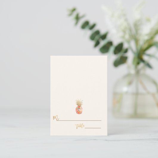 PixDezines Aloha Hawaiian Pineappel/Place Cards Plaatskaartje (Staand voorkant)