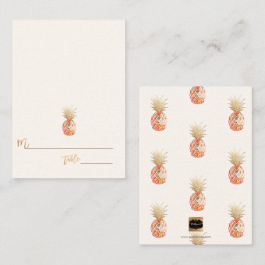 PixDezines Aloha Hawaiian Pineappel/Place Cards Plaatskaartje (Voorkant / Achterkant)