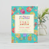 PixDezines Aloha Hawaiian Pineappels/DIY Blauwgroe Kaart (Staand voorkant)