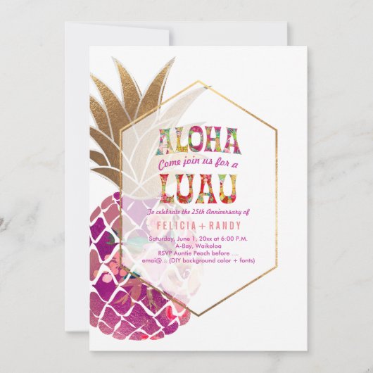 PixDezines Aloha Hawaiian Pineapples/DIY Blauwgroe Kaart (Voorkant)