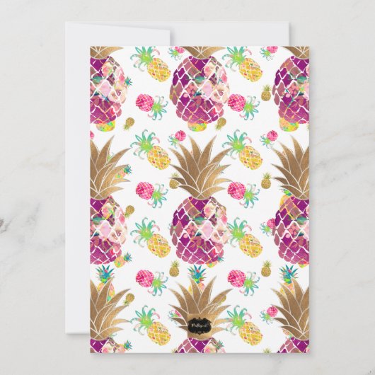 PixDezines Aloha Hawaiian Pineapples/DIY Blauwgroe Kaart (Achterkant)