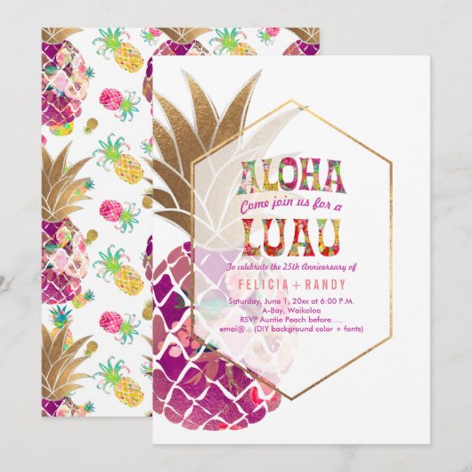 PixDezines Aloha Hawaiian Pineapples/DIY Blauwgroe Kaart (Voorkant / Achterkant)
