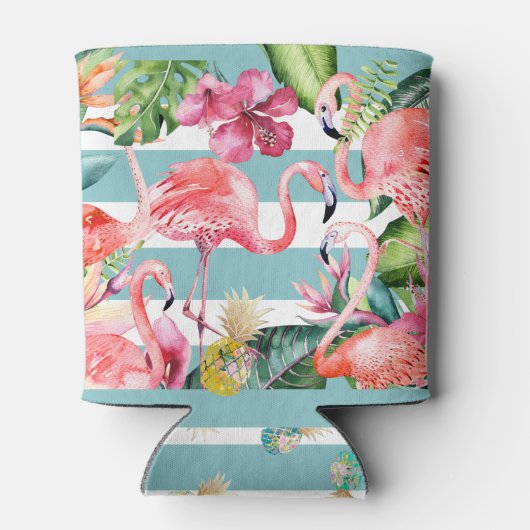 PixDezines Aloha Luau Pink Flamingos Blikjeskoeler (Achterkant)