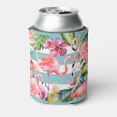 PixDezines Aloha Luau Pink Flamingos Blikjeskoeler (Blikje Achterkant)