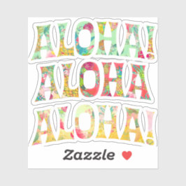 PixDezines Aloha, Mint, Koraal+Goudgeel Sticker