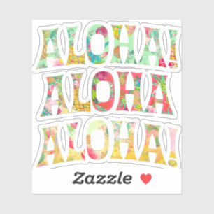 PixDezines Aloha, Munt, koraal + goudgeel Sticker