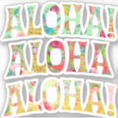PixDezines Aloha, Munt, koraal + goudgeel Sticker (Voorkant)