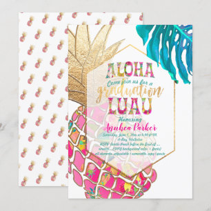 PixDezines Aloha Pineappels/Roze/Afstuderen Luau Kaart