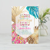 PixDezines Aloha Pineappels/Roze/Afstuderen Luau Kaart (Staand voorkant)