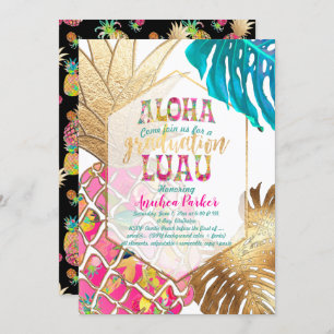 PixDezines Aloha Pineappels/Roze/Afstuderen Luau Kaart