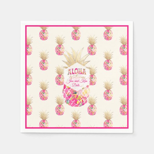 PixDezines Aloha Pineappels/Roze/DIY achtergrond Servet (Voorkant)