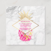 PixDezines Aloha Pineappels/Roze+Gold/Marble Vierkante Visitekaartje (Achterkant)