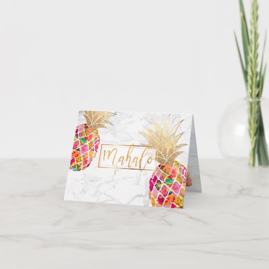 PixDezines Aloha Pineappels/Roze/Mahalo Bedankkaart (Voorkant)