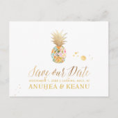 PixDezines Aloha Pineapple/Blue/Save the Date Aankondigingskaart (Voorkant)