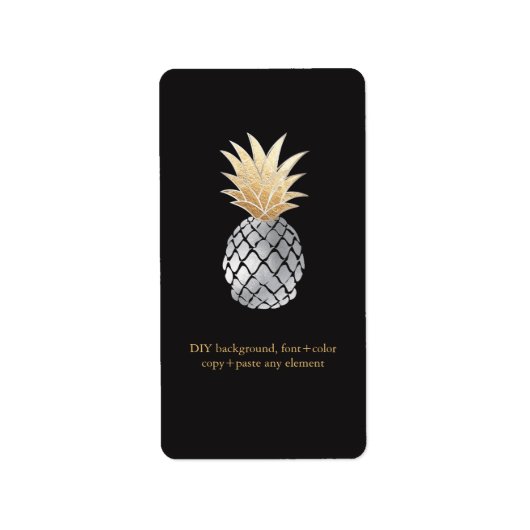 PixDezines Aloha Pineapple Faux Folie Wine Labels (Voorkant)