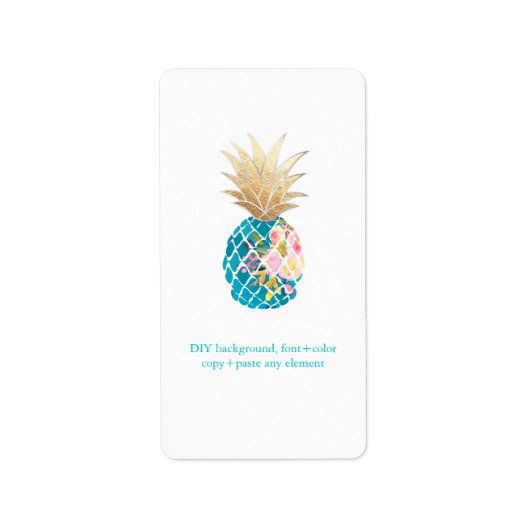 PixDezines Aloha Pineapple Faux Folie Wine Labels (Voorkant)