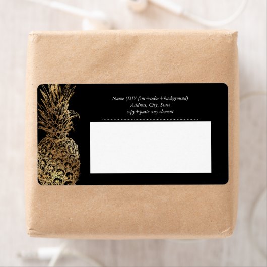 PixDezines Aloha Pineapple+Faux Gold Etiket (Insitu)