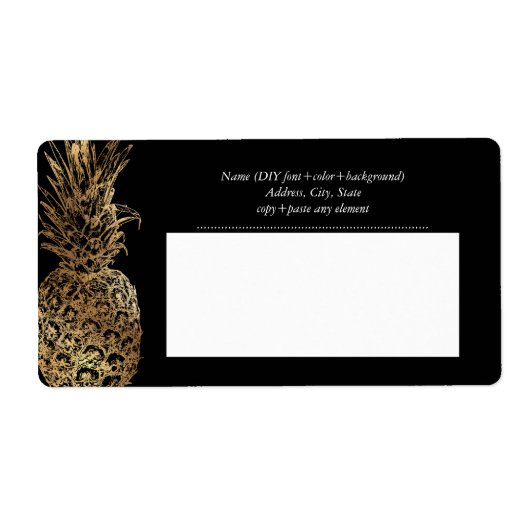 PixDezines Aloha Pineapple+Faux Gold Etiket (Voorkant)