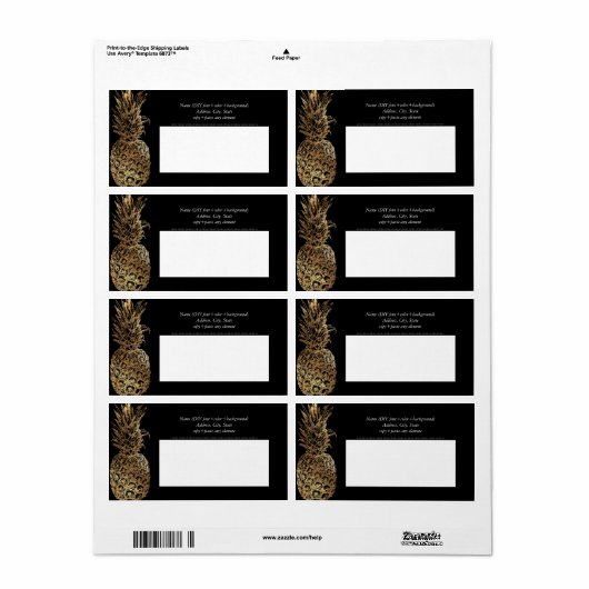 PixDezines Aloha Pineapple+Faux Gold Etiket (Full Sheet)